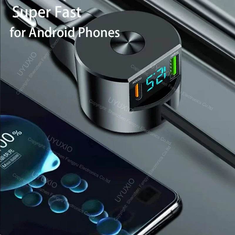 Încărcător Auto Rapid USB C PD 30W cu Display Tensiune - Venduqo