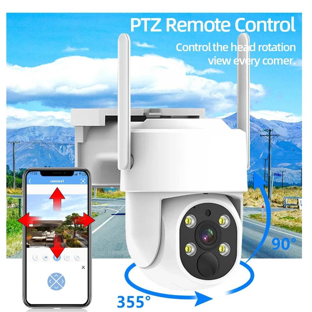 Sistem de Securitate Extern cu Cameră WiFi Solară PTZ 5MP - Venduqo