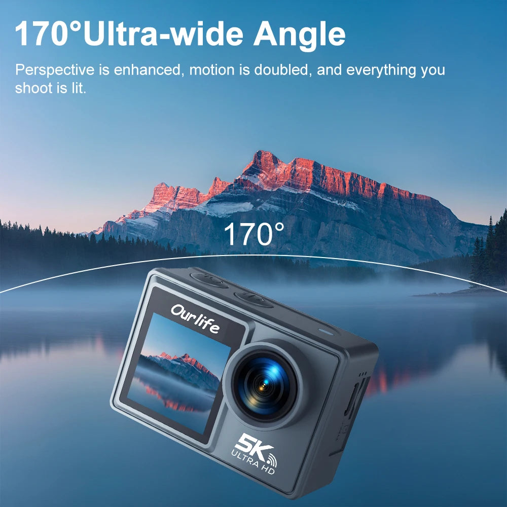 Ourlife MTR40 5K Action Camera with Touchscreen & Zoom