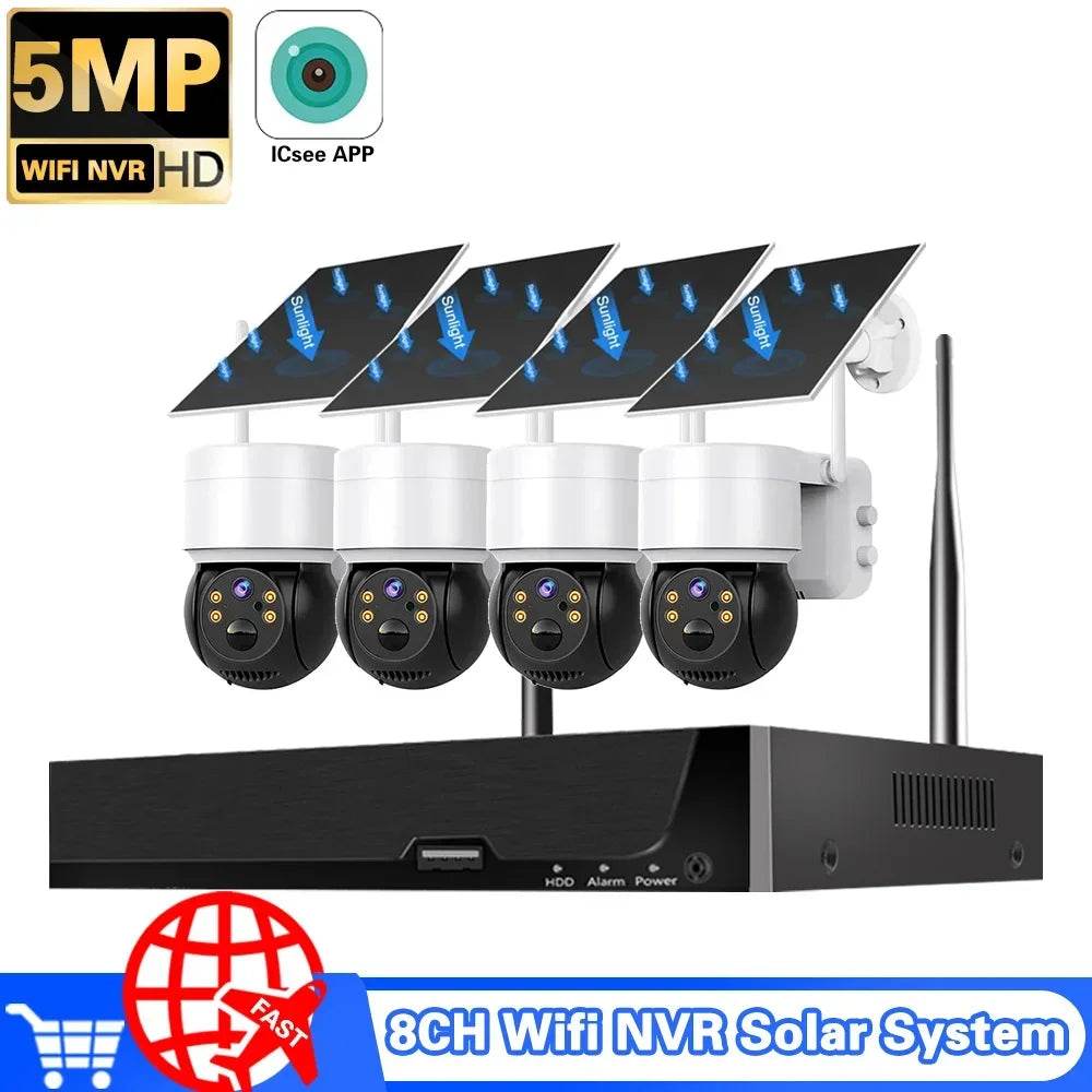 Sistem de Supraveghere Wireless 8CH 5MP NVR cu Cameră Solară PTZ - Venduqo