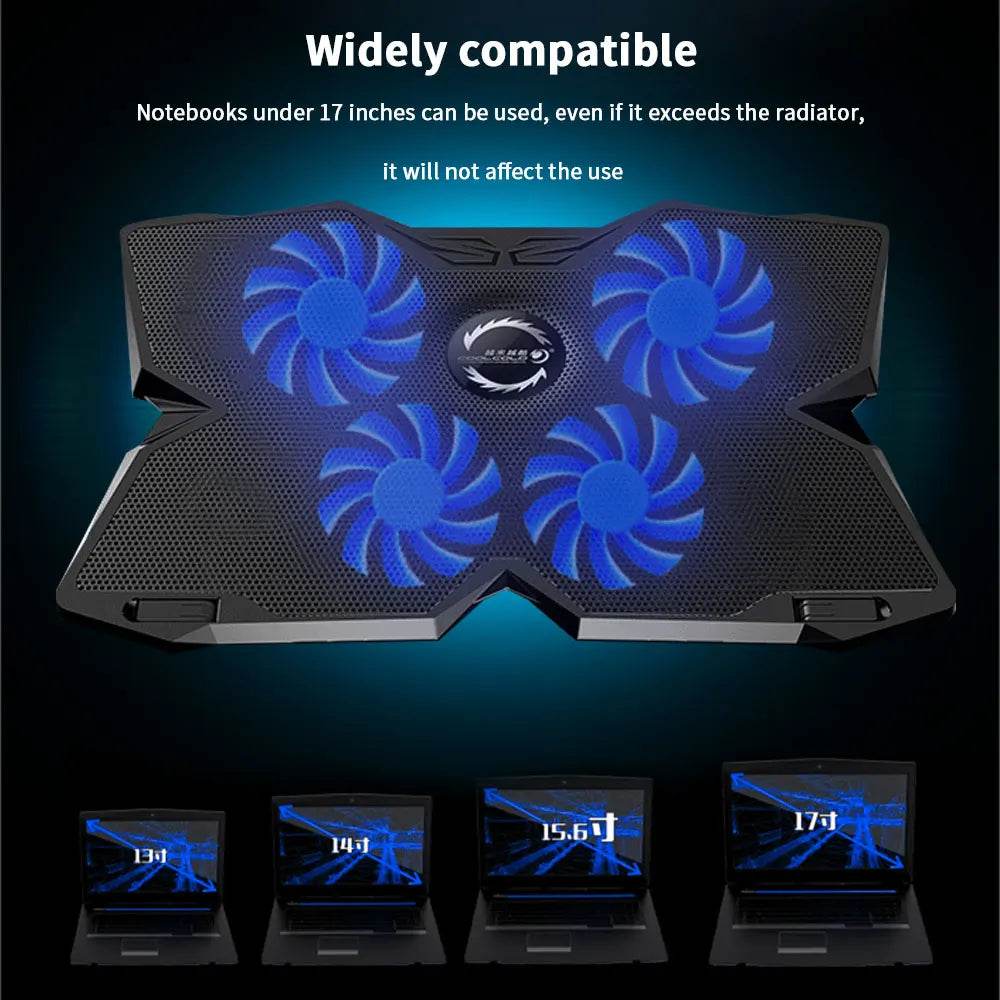TISHRIC Laptop Cooler Stand cu 4 Ventilatoare pentru Laptop - Venduqo
