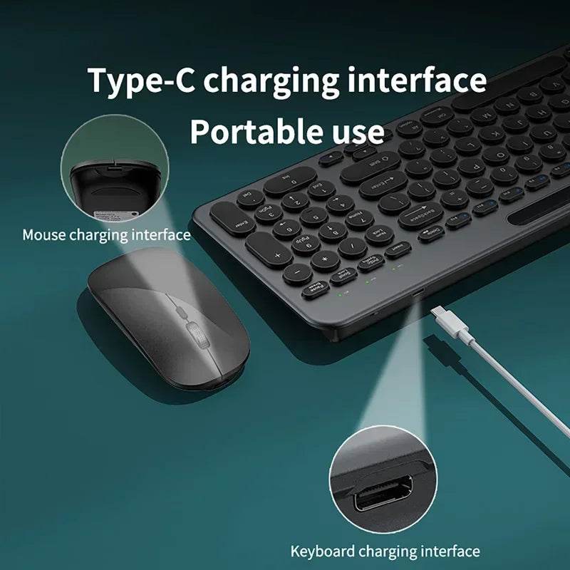 Set Tastatură și Mouse Wireless 2.4G, Bluetooth, Reîncărcabil - Venduqo