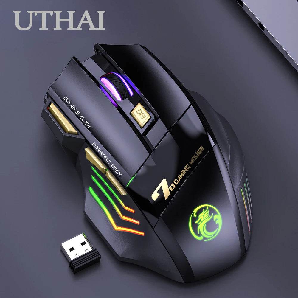 Mouse wireless UTHAI GW-X7 cu iluminare colorată - Venduqo
