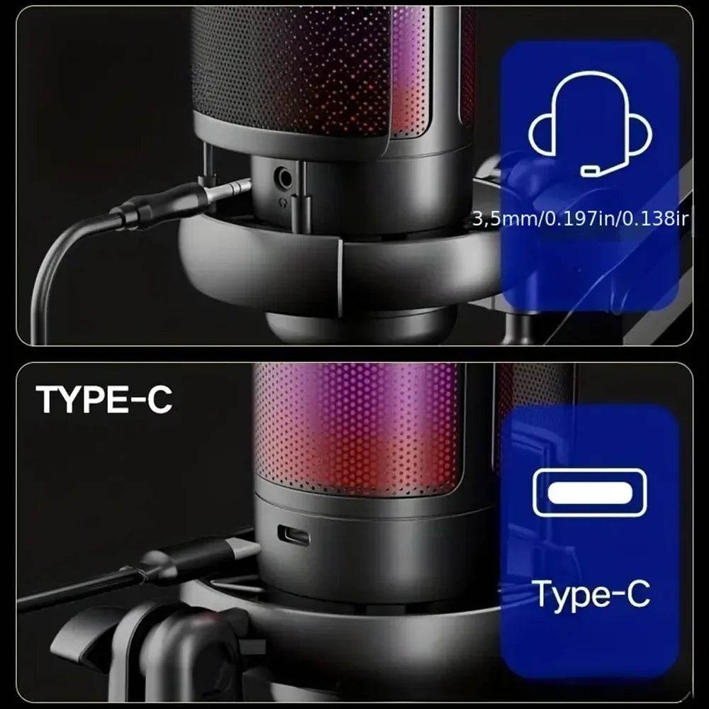 Microfon USB Condensator RGB pentru Gaming si Inregistrari - Venduqo