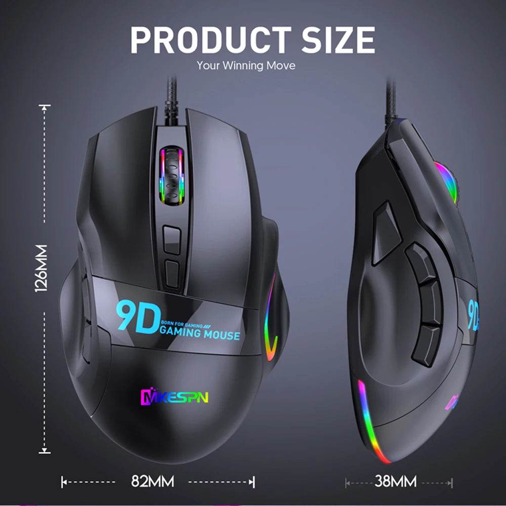 Mouse de Gaming Wired 12000 DPI cu 7 Butoane LED - Venduqo