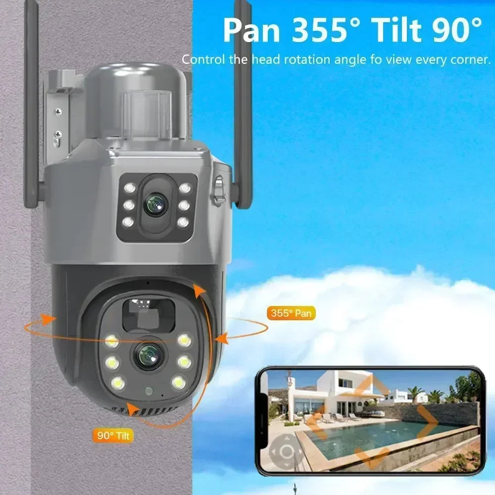 4K Solar PTZ Camera with Dual Lenses & 12.5" LCD Monitor