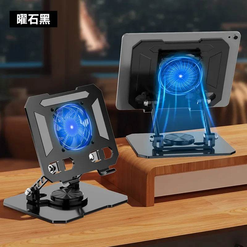 Suport Tableta Rotativ 360° cu Ventilator, Metal, Ajustabil - Venduqo