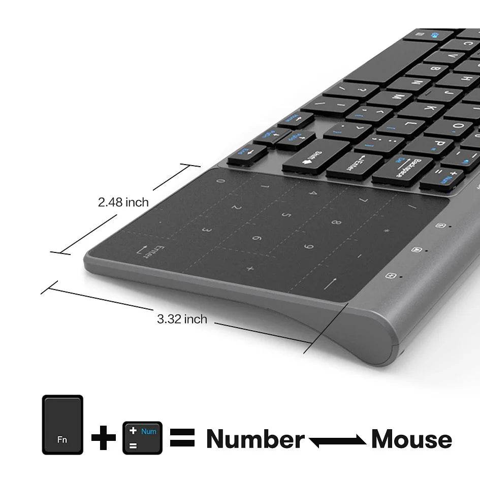 Tastatură Wireless Slim 2.4G cu Touchpad și Numere USB - Venduqo