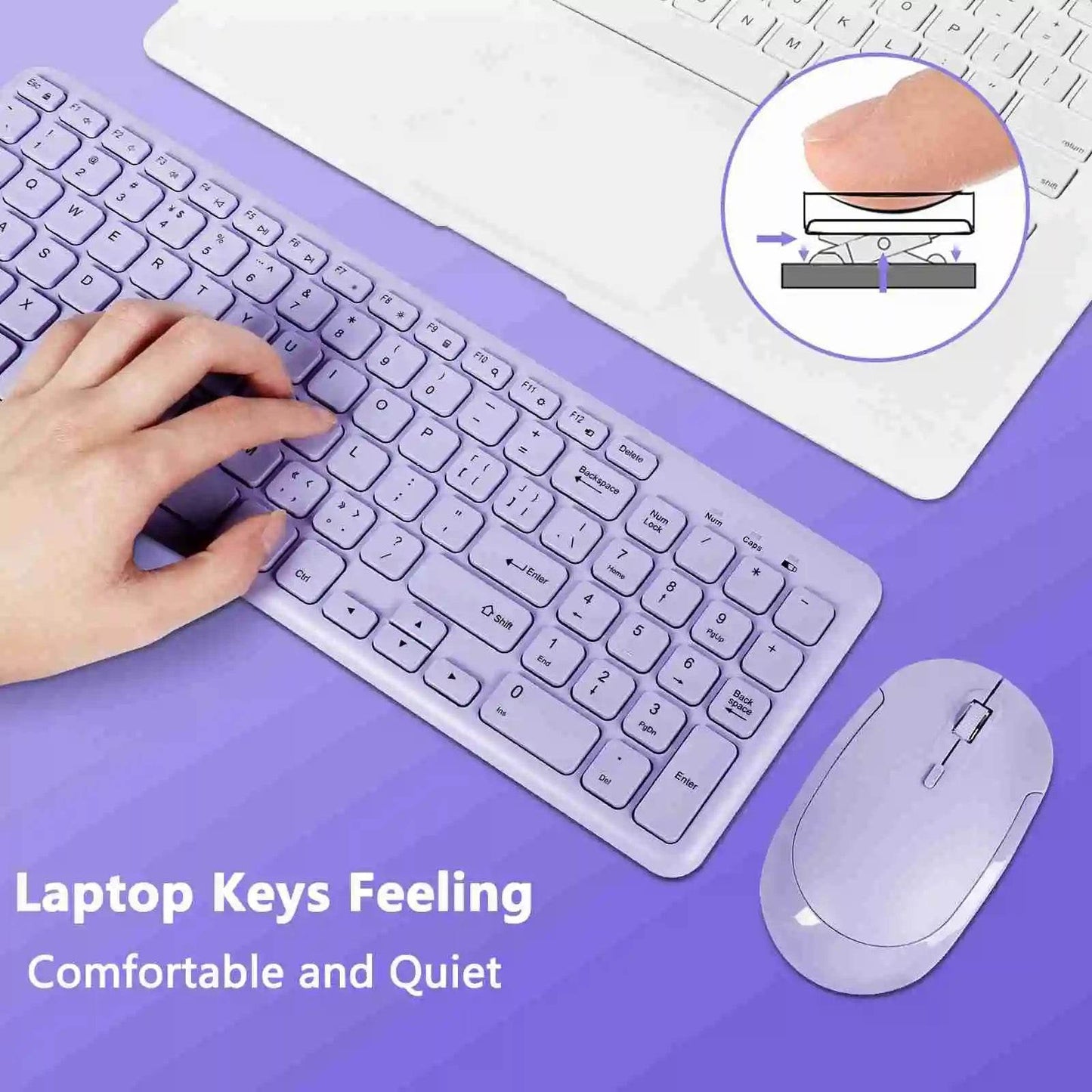 Set Wireless Tastatură și Mouse Fashion Ergonomic Purpuriu - Venduqo