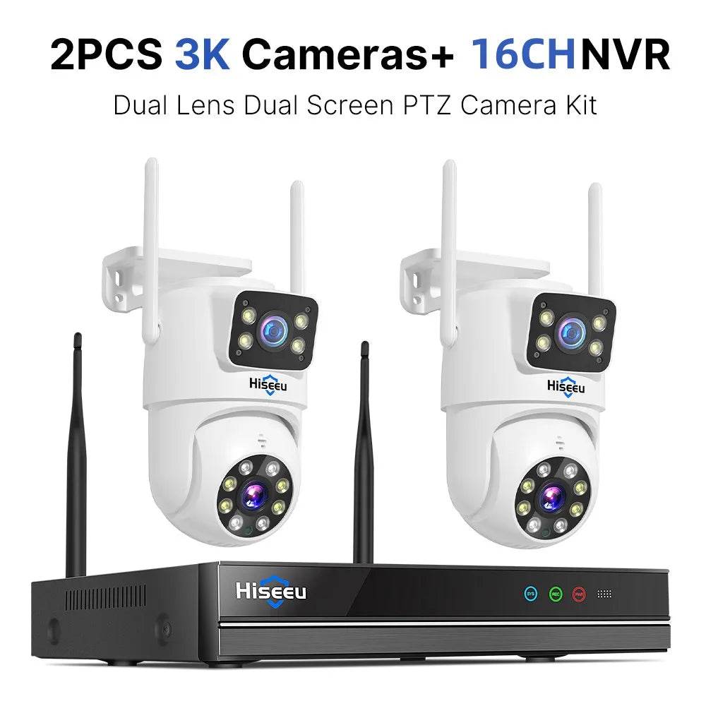 Sistem de Supraveghere Hiseeu H.265 16CH NVR 3K 6MP cu Cameră PTZ Dual Lens - Venduqo