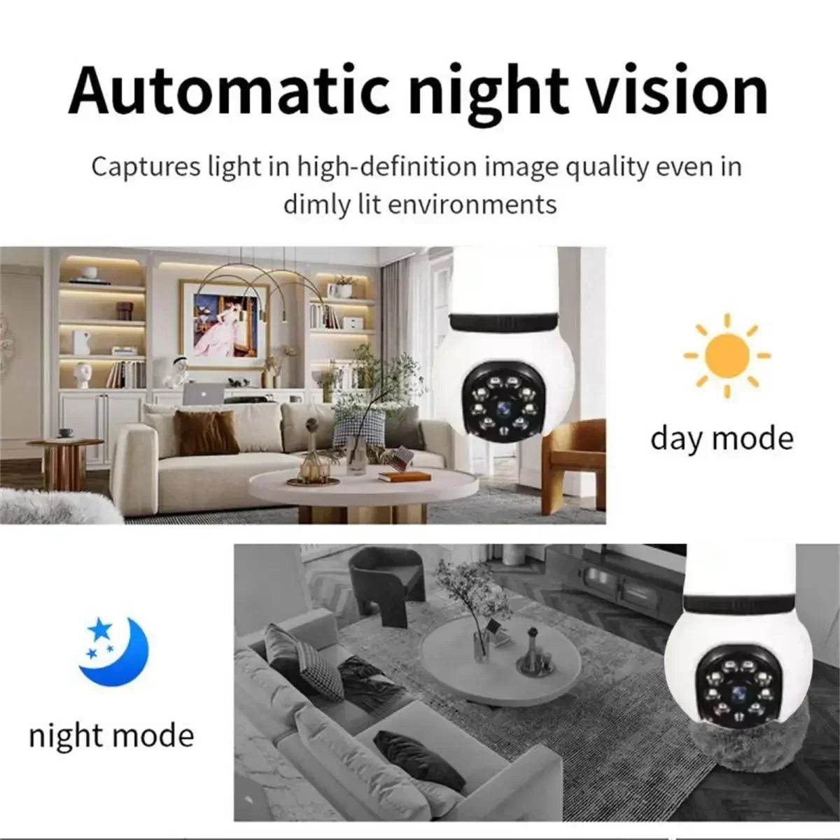 Cameră WiFi E27 8MP cu Viziune Nocturnă Color - Venduqo