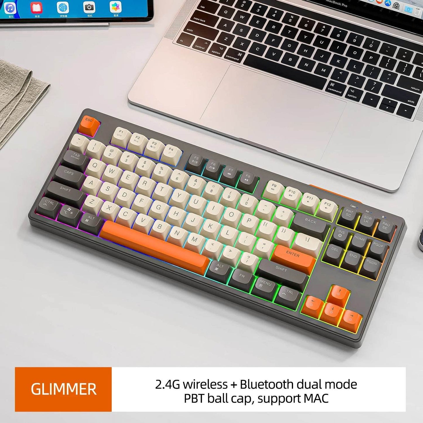 M87 Tastatură Wireless cu 87 Taste, Bluetooth și RGB - Venduqo