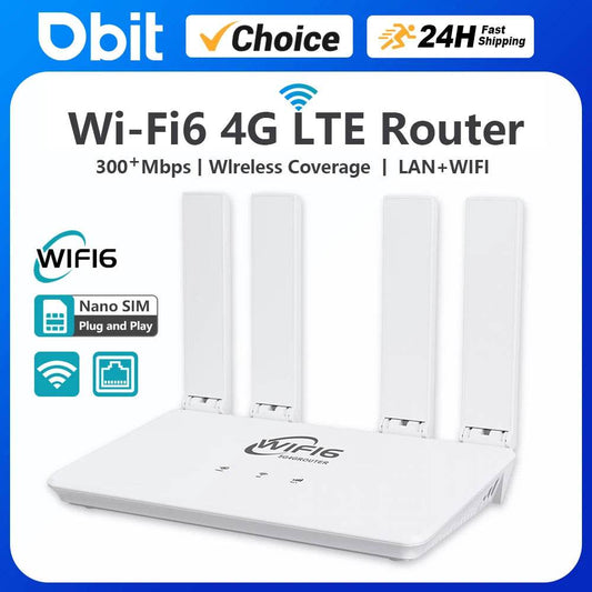 DBIT 4G LTE WiFi6 Router - 300Mbps High-Speed Modem