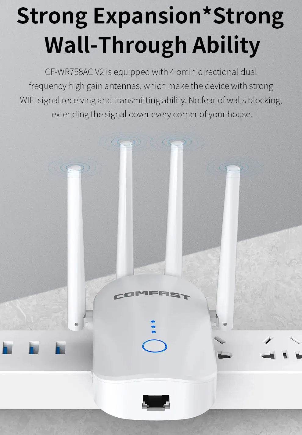 COMFAST CF-WR758AC Repeater WiFi Dual Band 1200Mbps - Venduqo