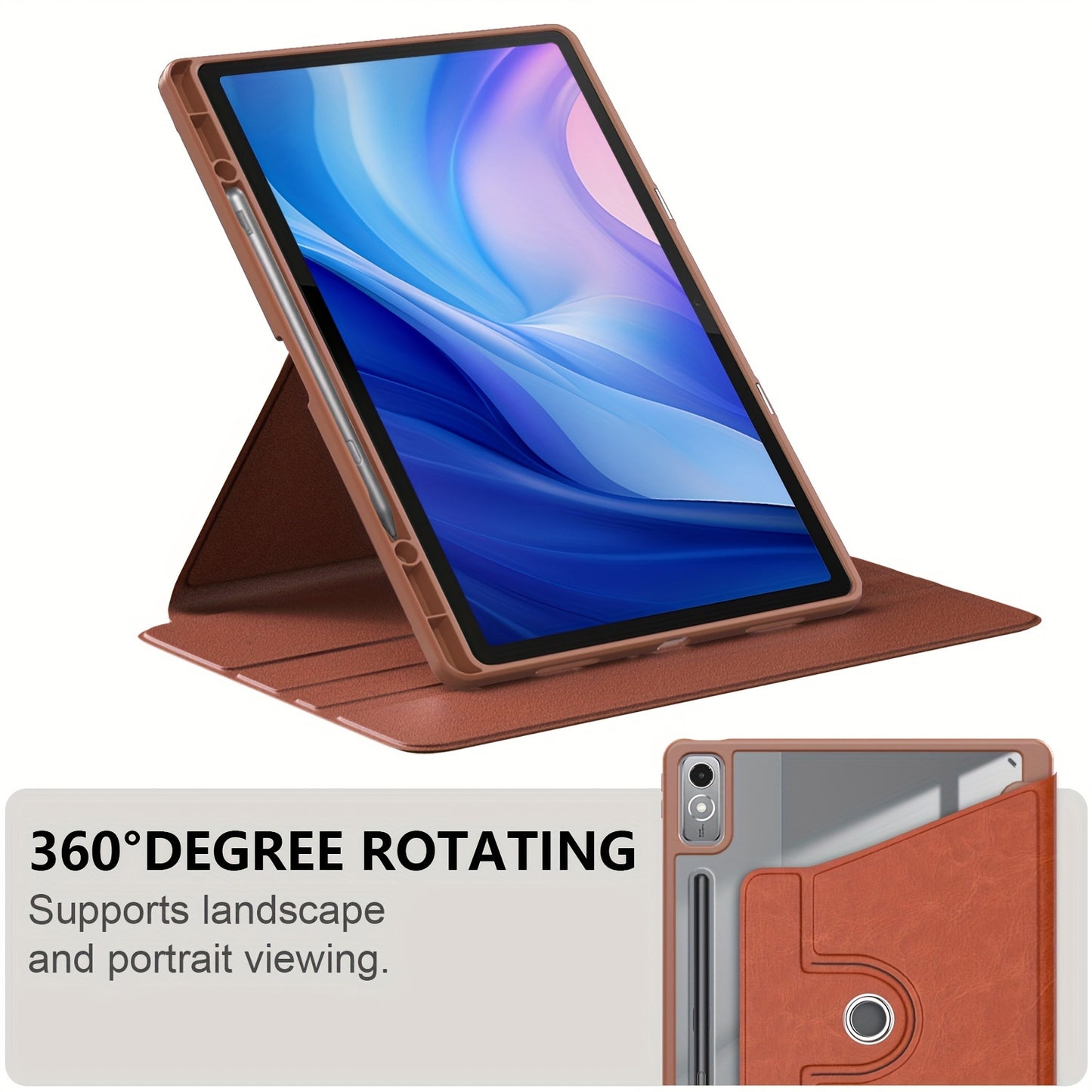 Husa XUBESS pentru Lenovo Tab P12 12.7" 2023 - Piele Ecologică Maro