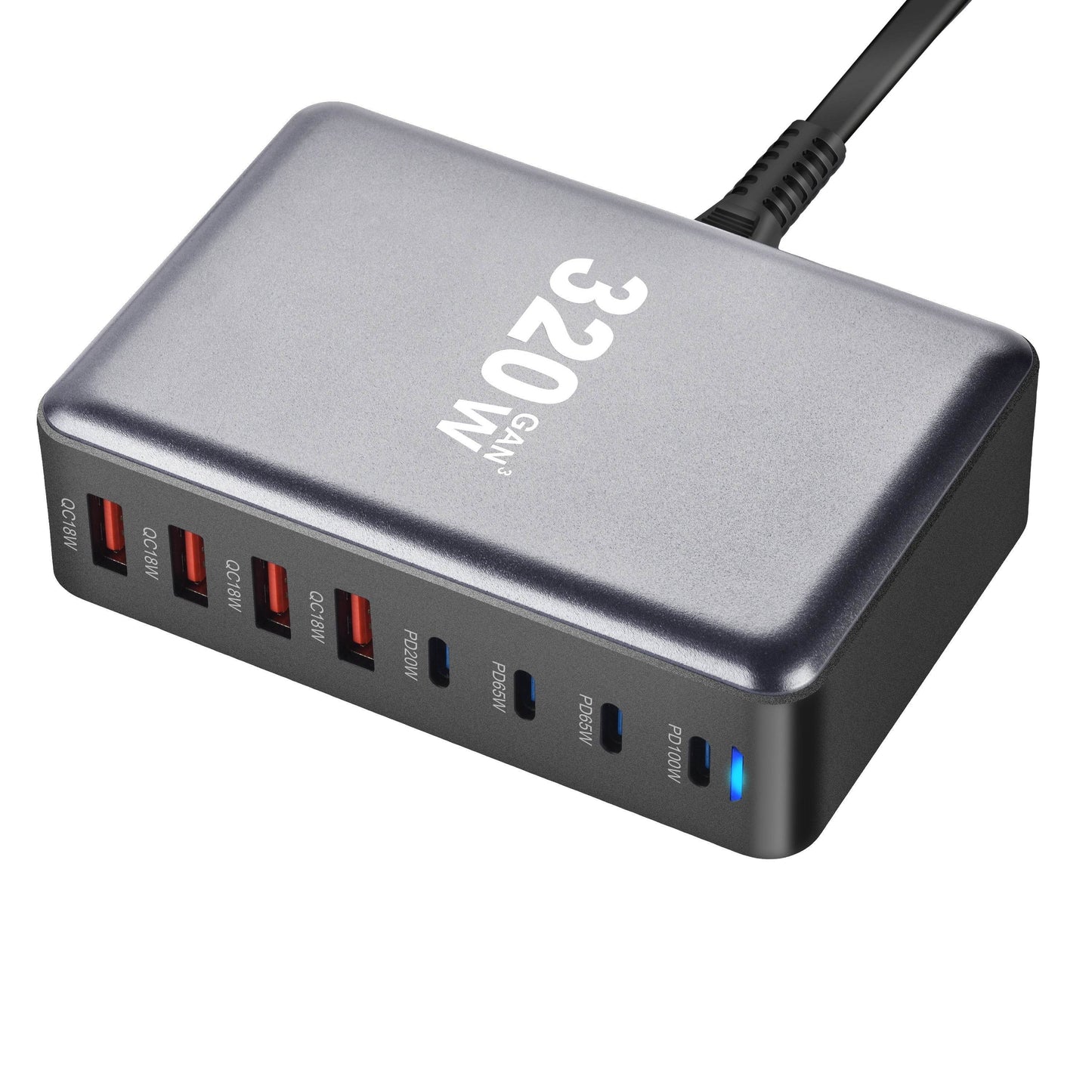Încărcător PD USB-C 320W GaN III cu 8 Porturi - Venduqo