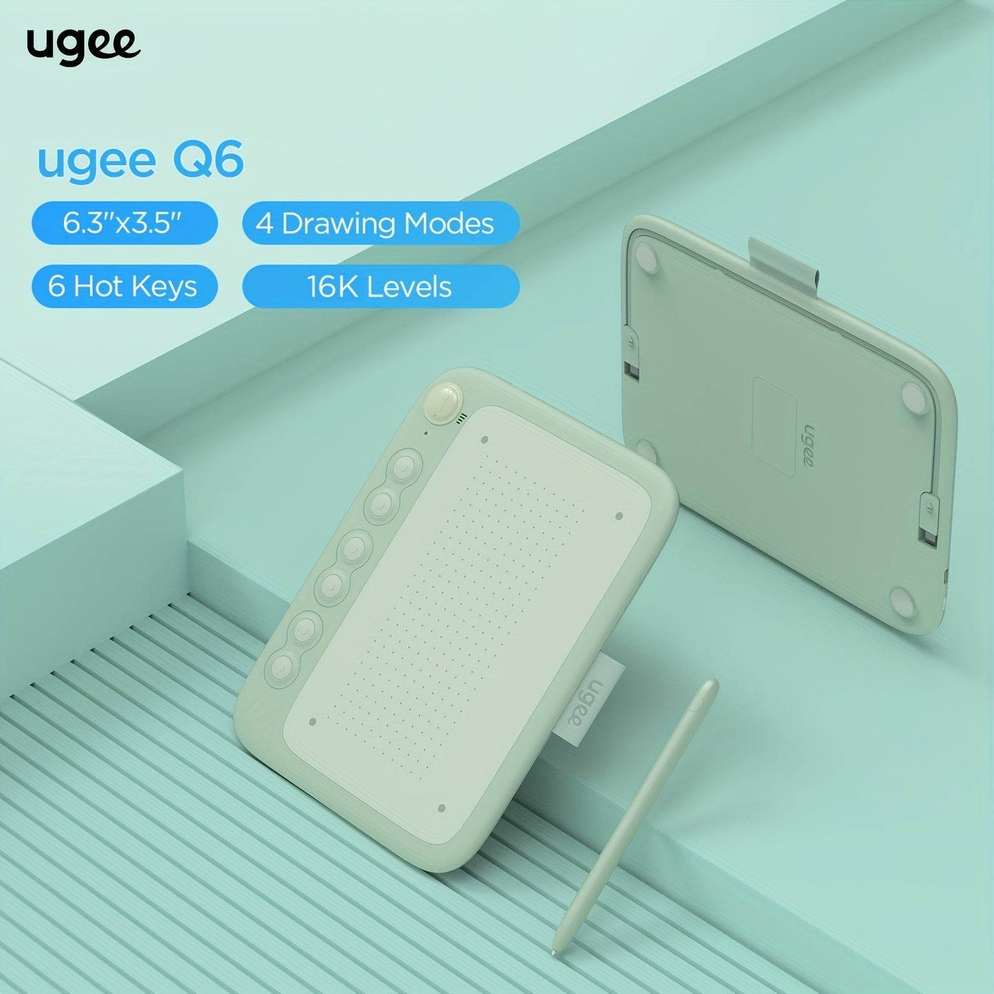 Tableta de Desen Digital UGEEQ6 - Stilou Fără Baterie, Compatibil cu Android, iOS, Linux, Mac, Windows - Venduqo