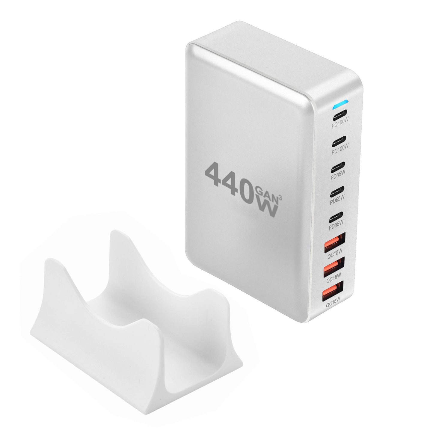Hub de Încărcare Alb 440W, 8-Port USB C, Adaptor Laptop - Venduqo
