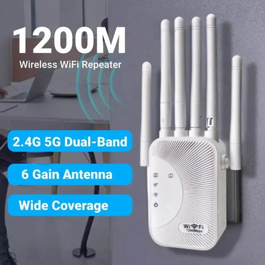 Dual-Band WiFi Repeater 1200Mbps with 6 High Gain Antennas