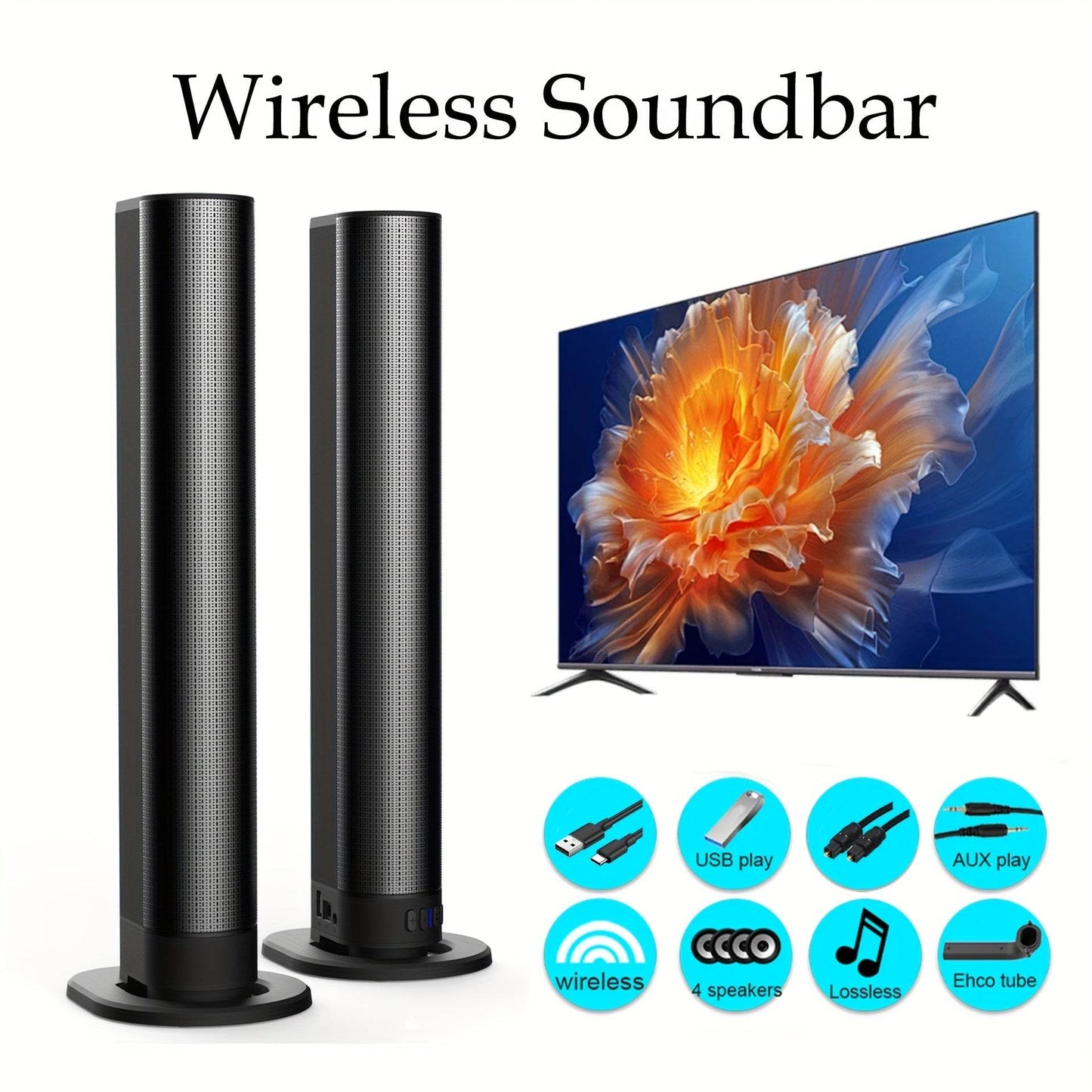 Boxă TV Wireless Detasabilă WZERTKNV - Sunet Surround 6.1 - Venduqo