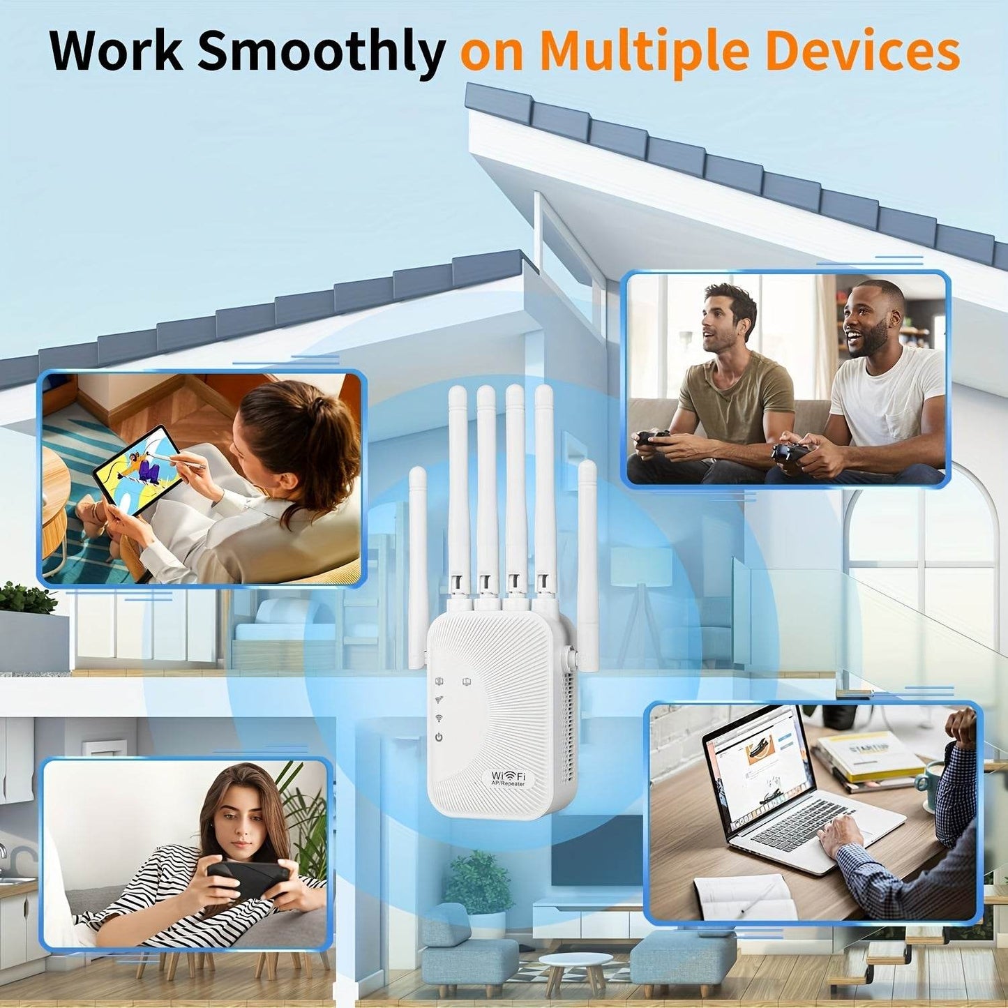 Repetitor WiFi Dual-Band 1200Mbps - Antena cu 6 Gainuri - Venduqo