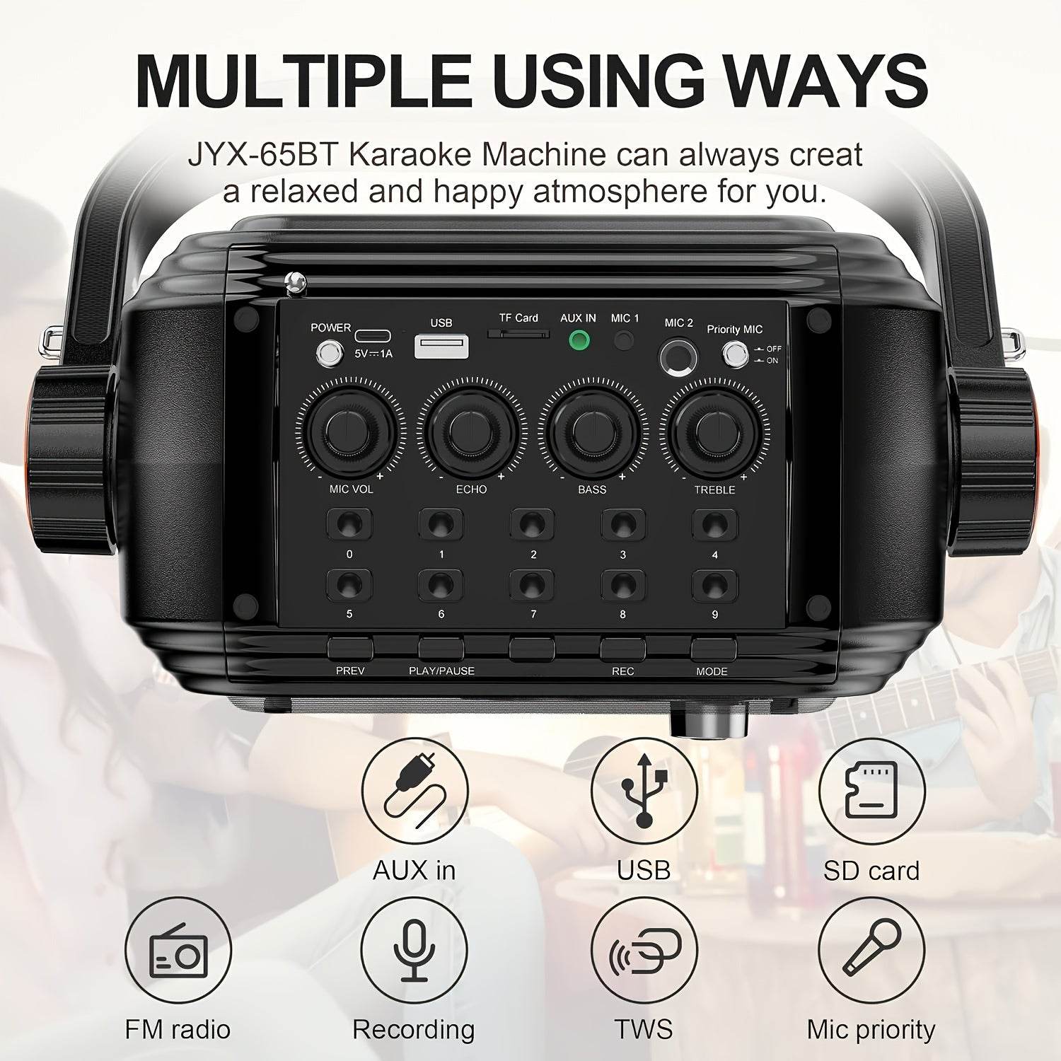 Mașină Karaoke JYX-65 cu Două Microfoane Wireless - Venduqo