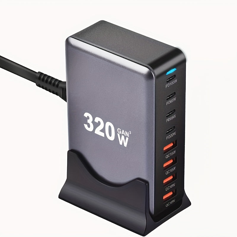 Încărcător PD USB-C 320W GaN III cu 8 Porturi