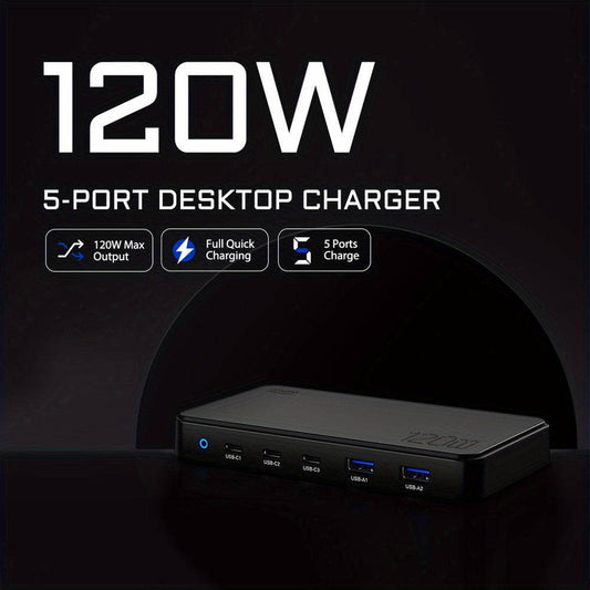 120W GAN Multifunctional Fast Charger with Dual Ports