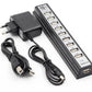 GOOJODOQ Hub USB 10 Porturi cu Adaptor de Alimentare AC - Venduqo