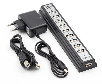 GOOJODOQ Hub USB 10 Porturi cu Adaptor de Alimentare AC