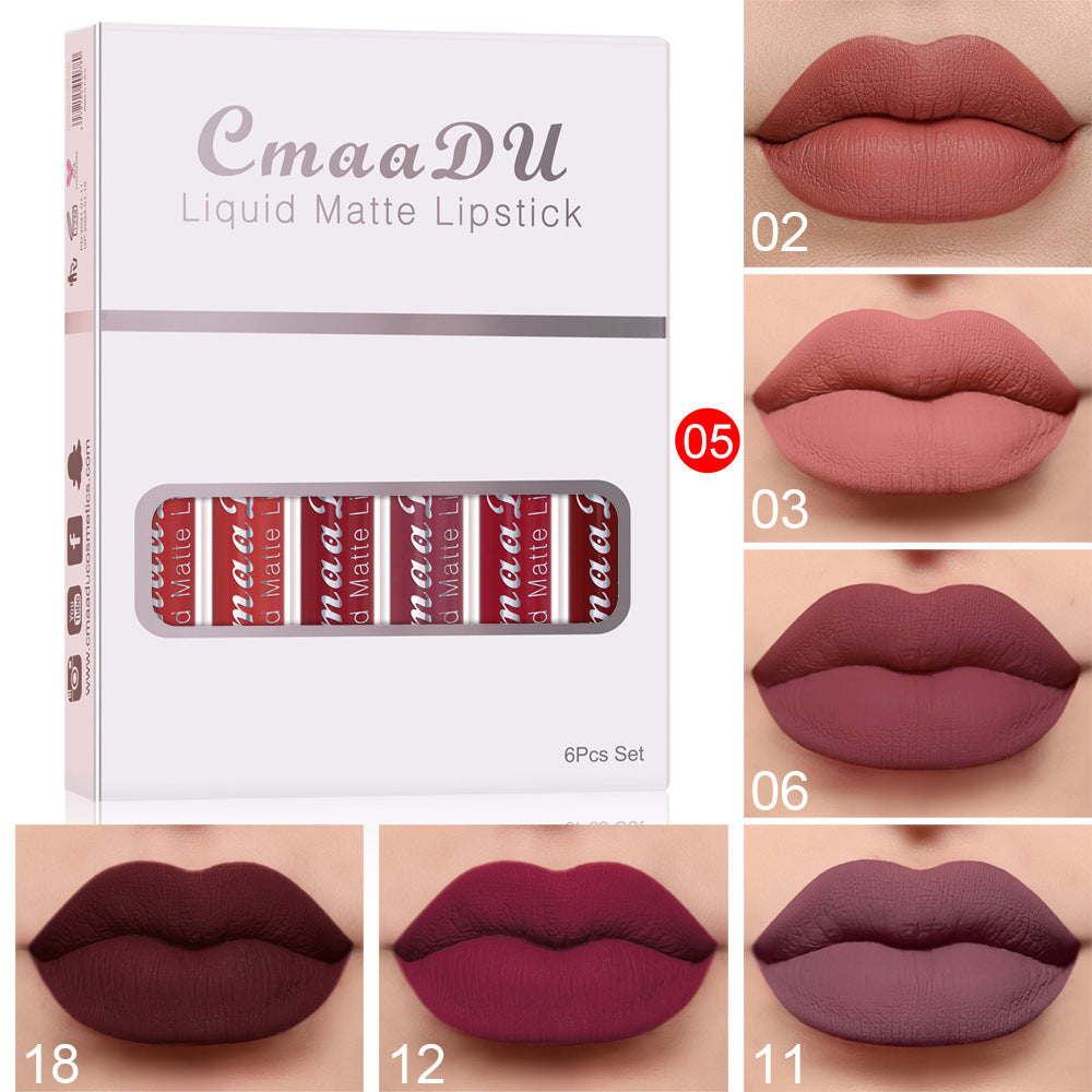 Set 6 Cutii Luciu de Buze Mat Waterproof Long Lasting