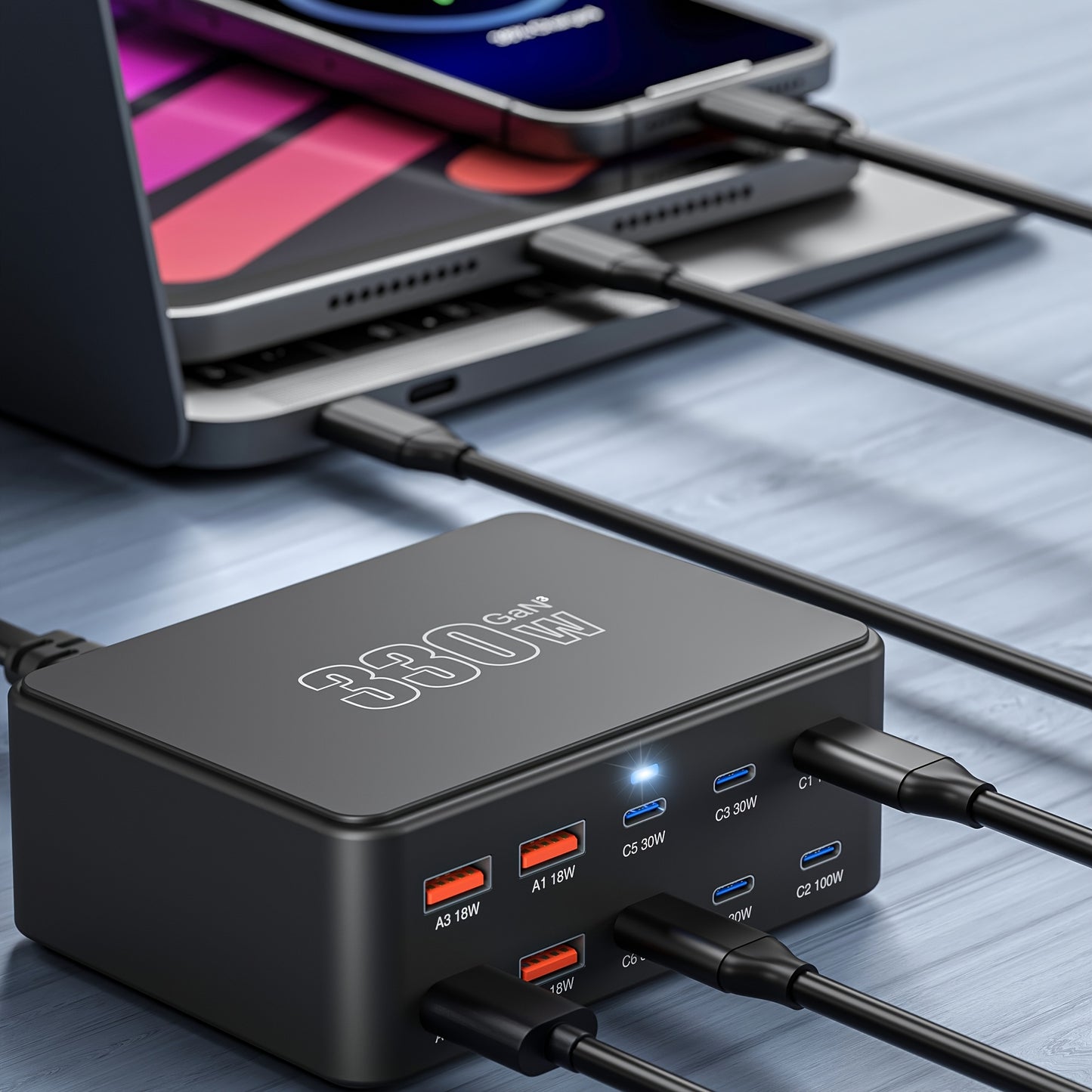 Încărcător Hub USB C 330W GaN III, 10-Port