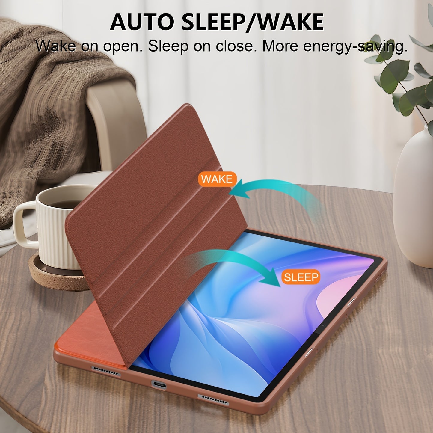Husa XUBESS pentru Lenovo Tab P12 12.7" 2023 - Piele Ecologică Maro