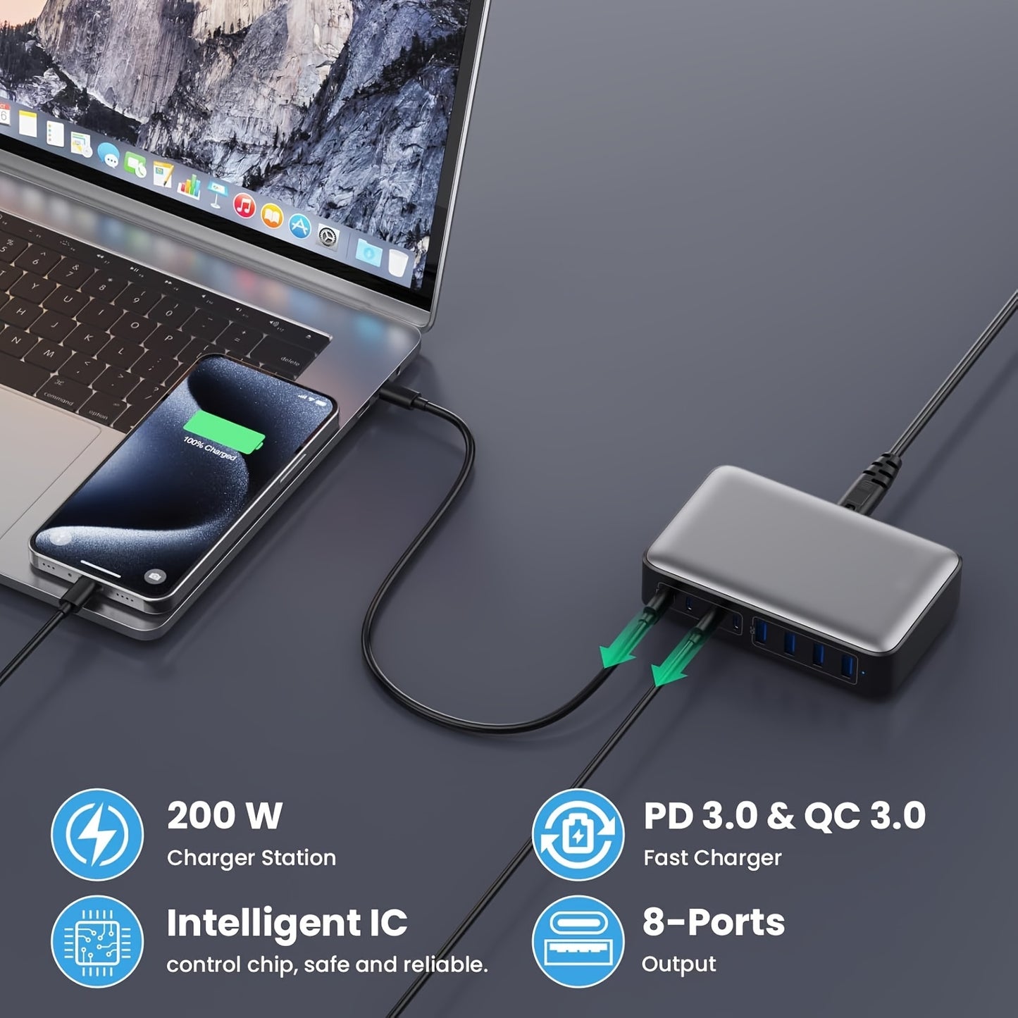 Încărcător Rapid USB-C 200W cu Tehnologie GaN III