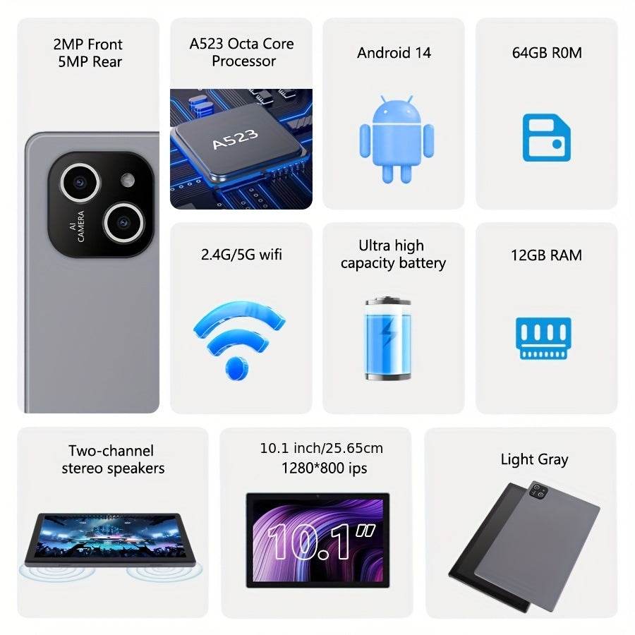 Tablet 10.1-inch Android 14 cu Tastatură și Mouse - Venduqo