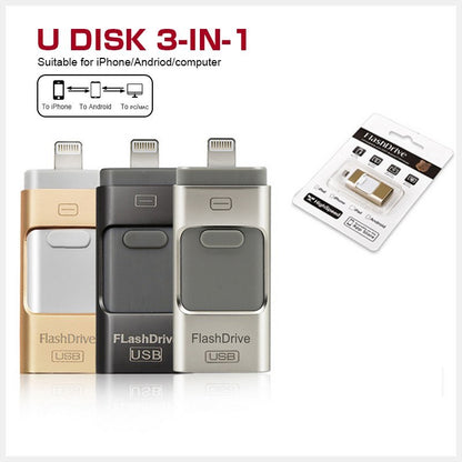 Flash Disk OTG 3 în 1 pentru Computer și Telefon Mobil