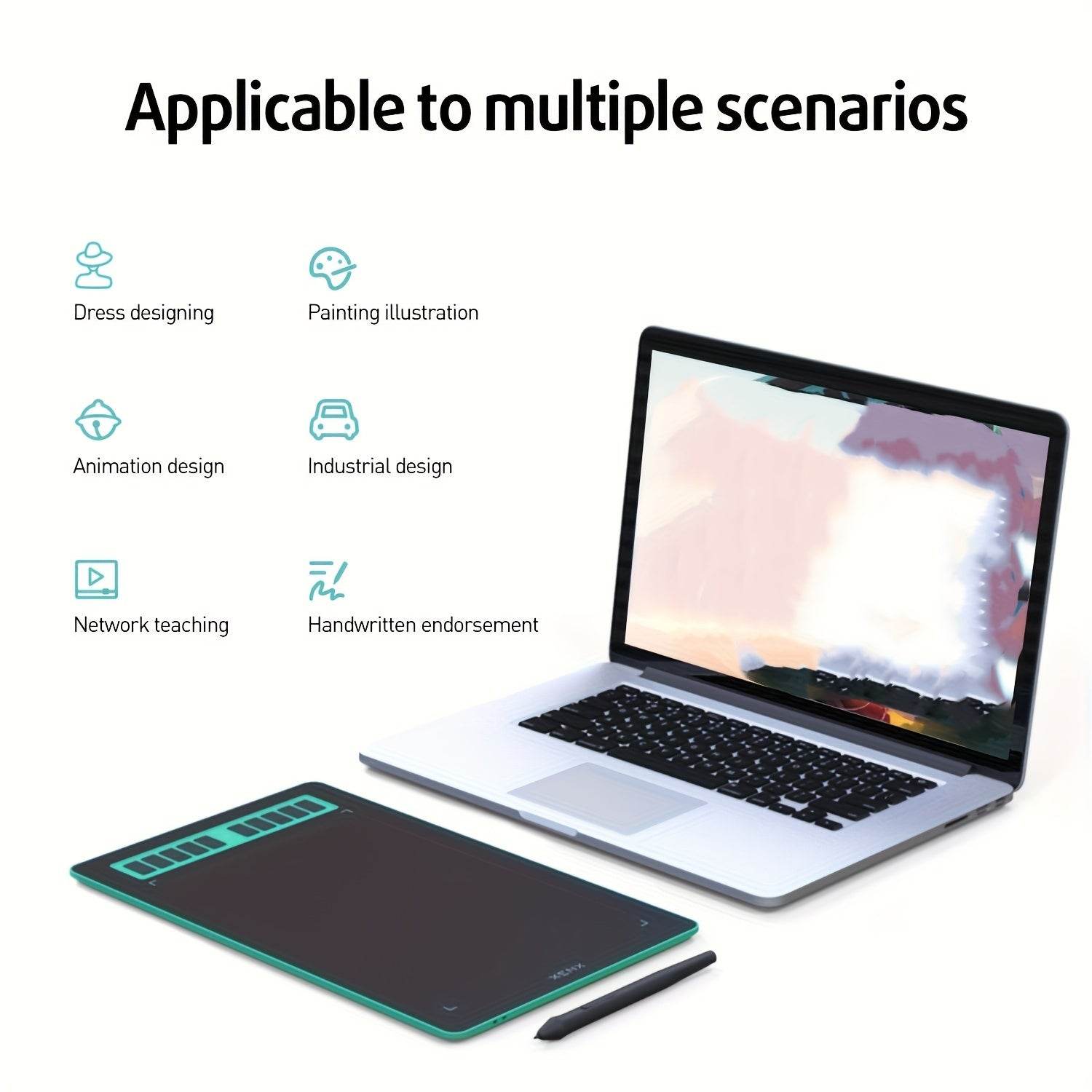 XENX P3-1060 Tablet Grafic Verde cu Stylus Sensibil la Presiune - Venduqo