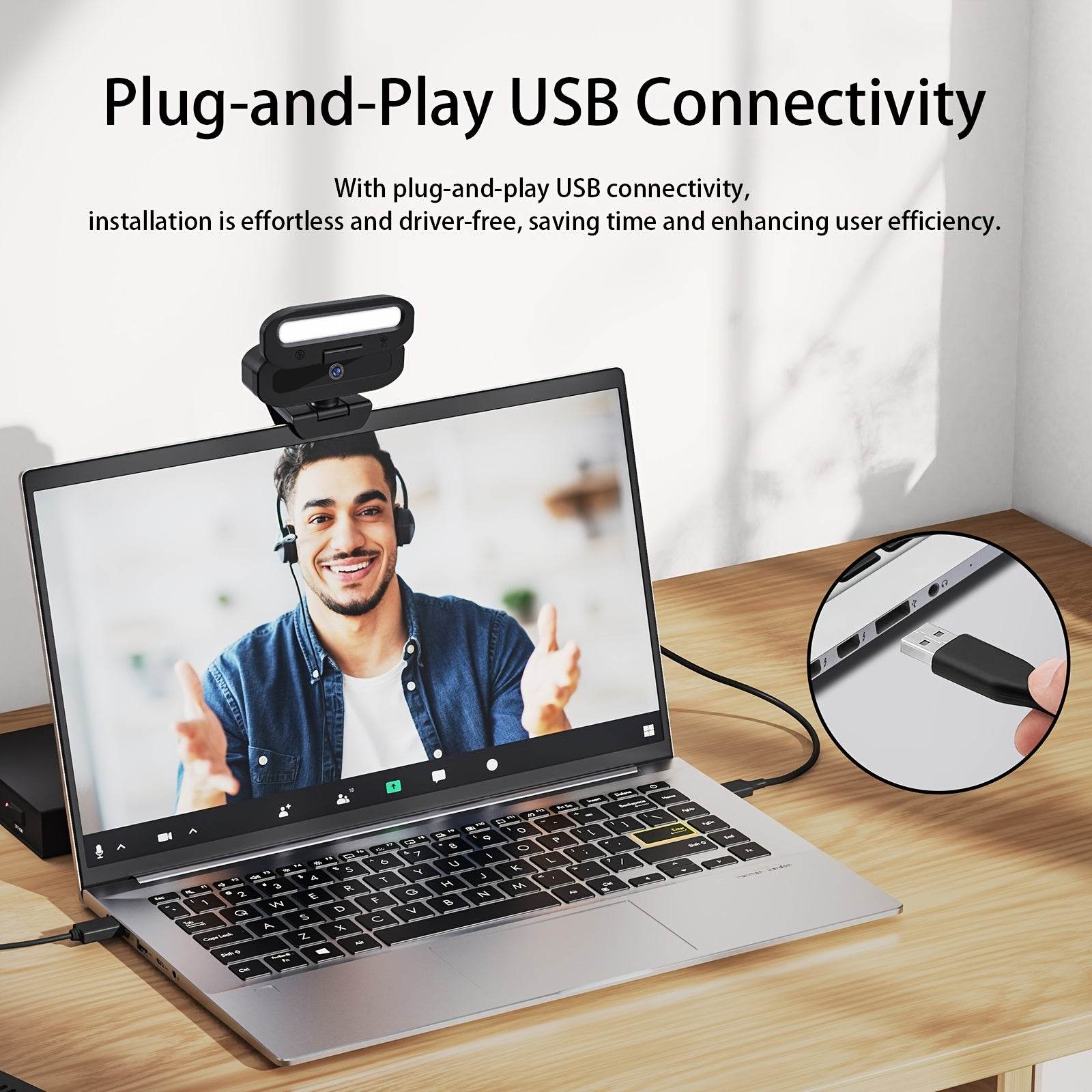 Webcam 4K Ultra HD EXHQDR cu Lumini Reglabile si Microfon - Venduqo