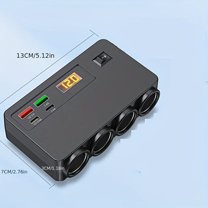 Incarcator Auto 120W, 12V-24V, 2 USB si 2 Porturi PD