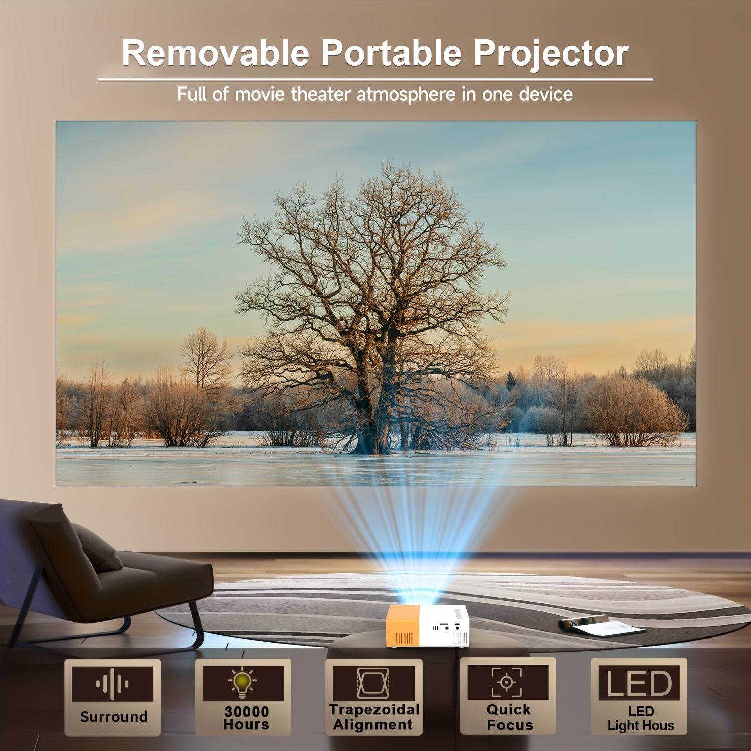 Proiector ZRZTM 4K UHD LED cu Difuzor Integrat - Venduqo