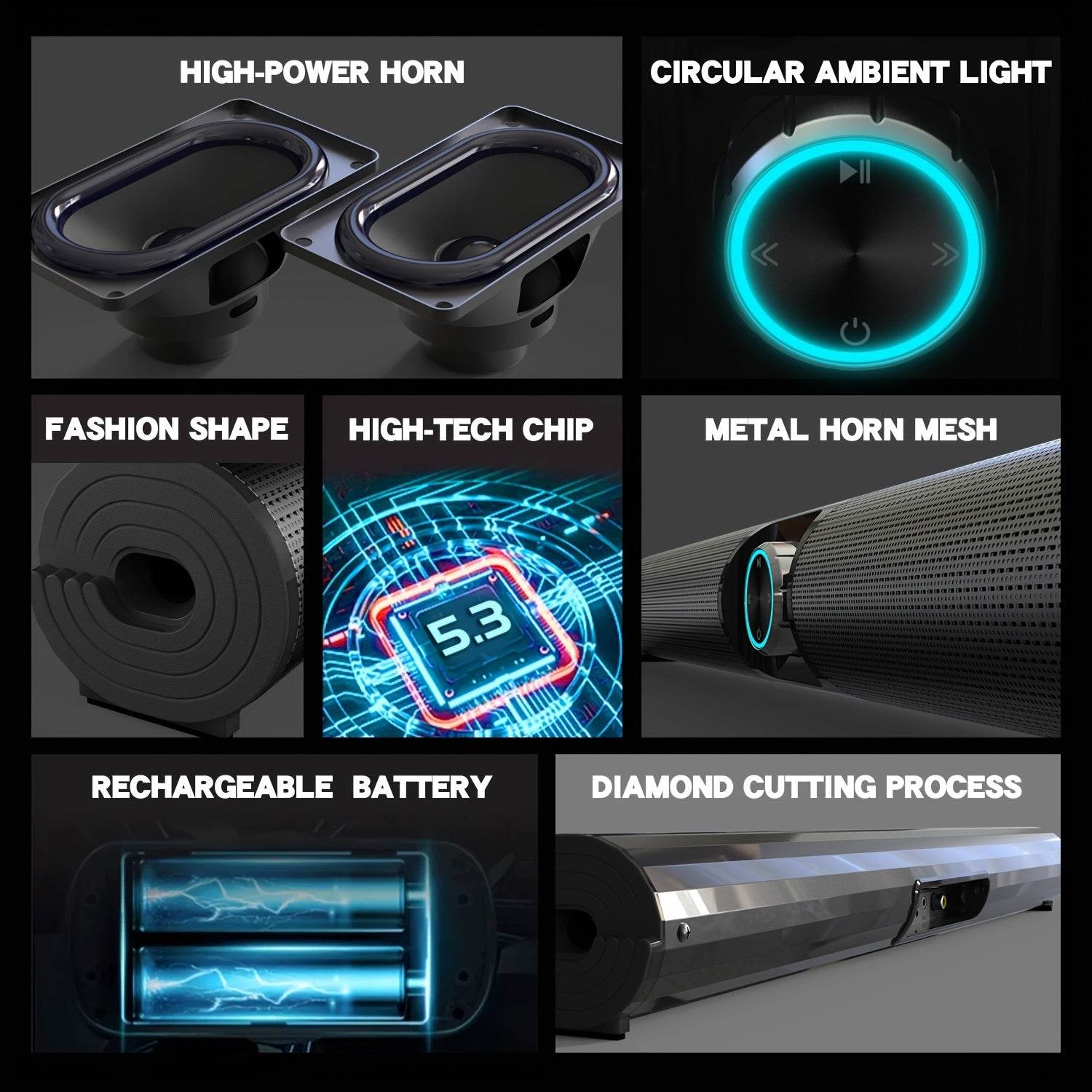 Soundbar Wireless 5.3 cu Bass Puternic și Surround 6.1 - Venduqo
