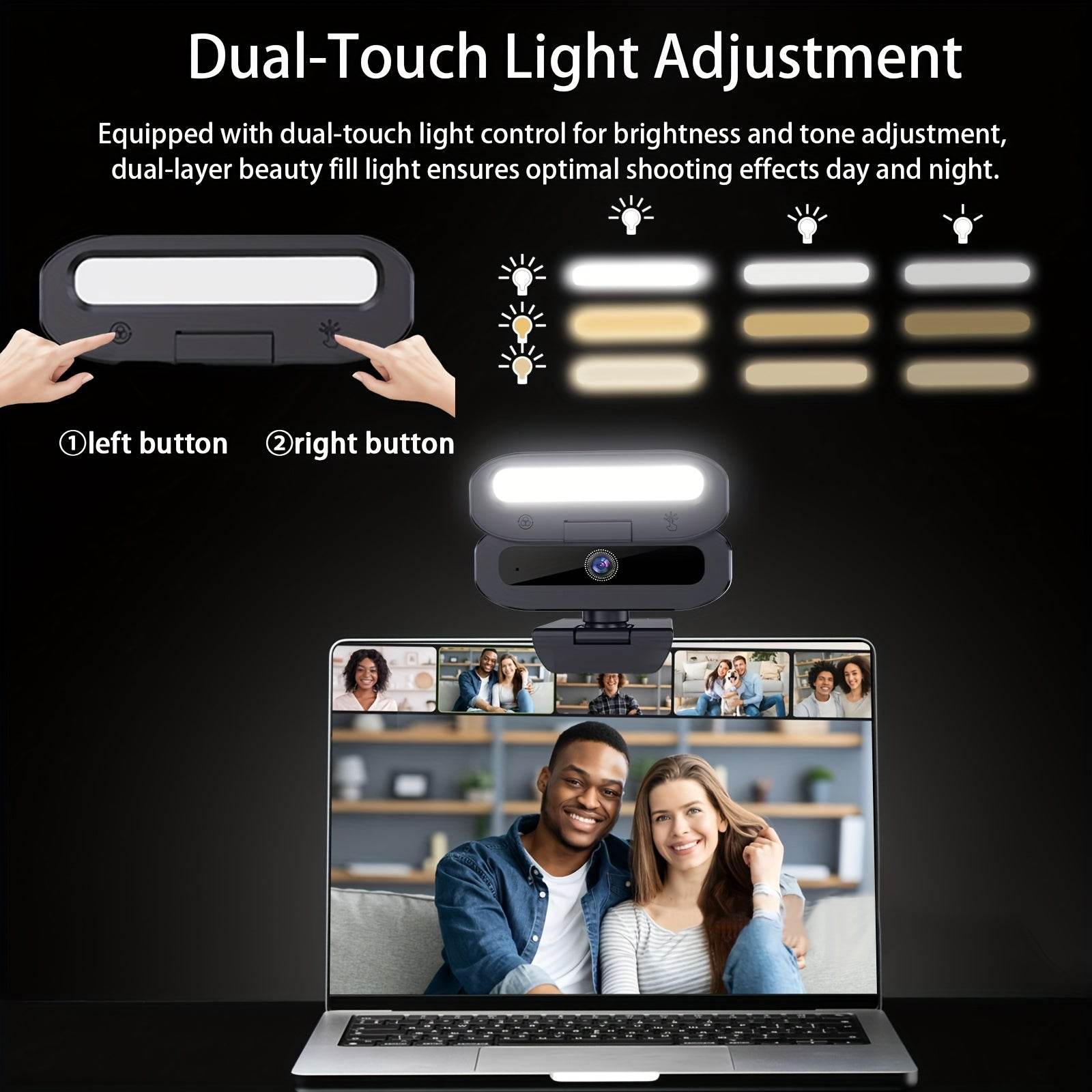 Webcam 4K Ultra HD EXHQDR cu Lumini Reglabile si Microfon - Venduqo