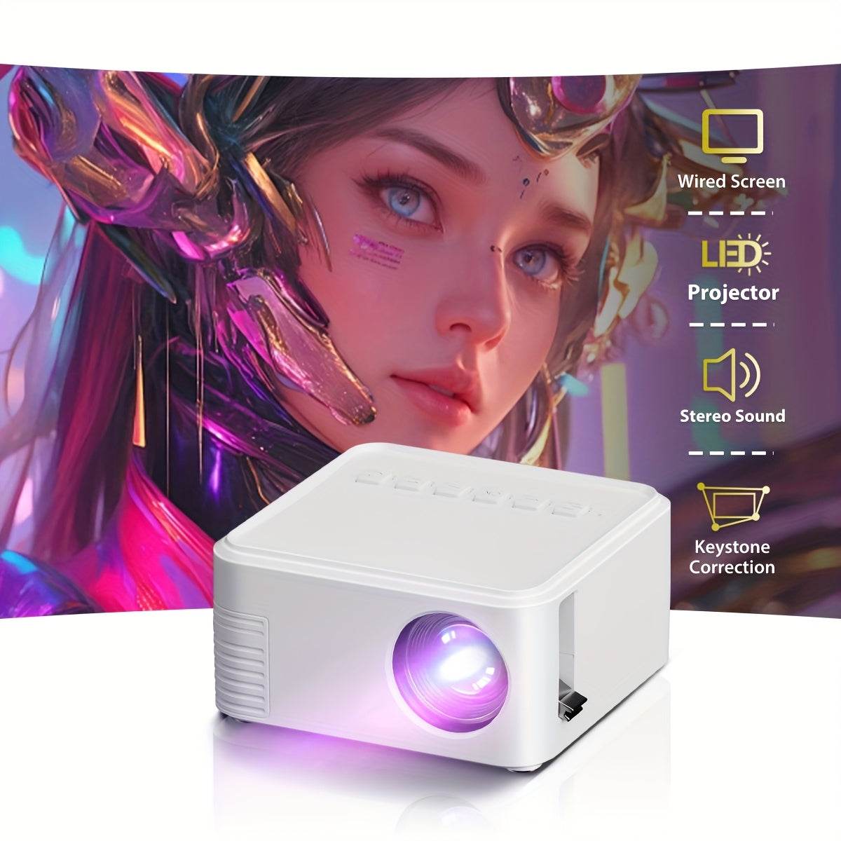 Proiector Mini Portabil 2025 - Proiecție Video 3D 1080P - Venduqo