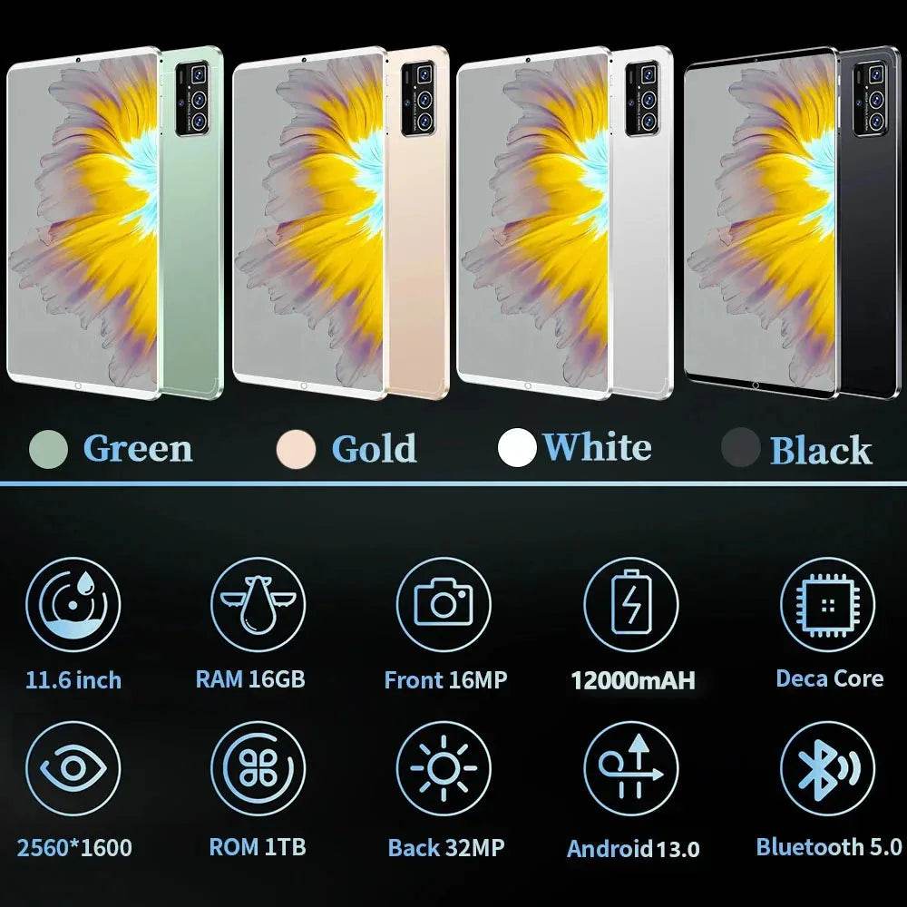Tableta Android 13.0, 11.6 inch, 16GB RAM, 1TB ROM, 12000mAh - Venduqo