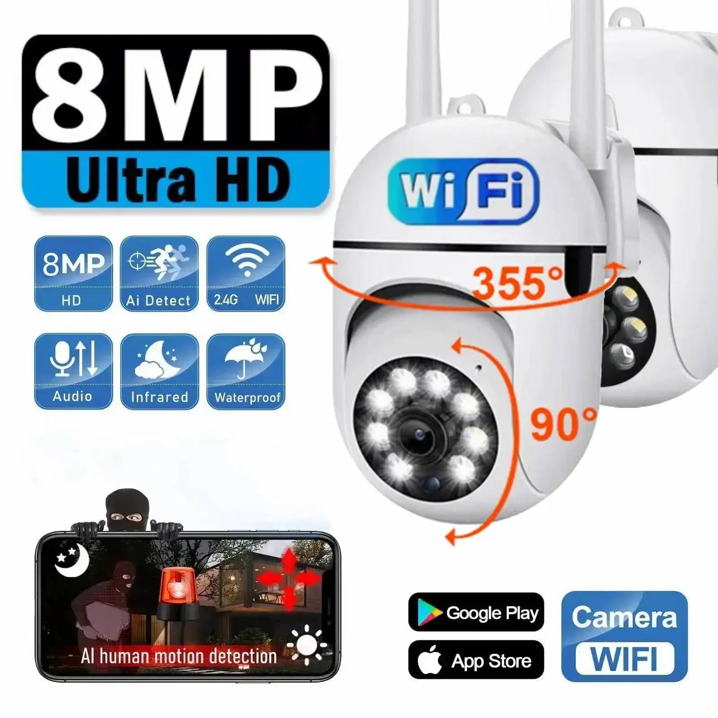 Cameră de Supraveghere Cugo 8MP PTZ - Zoom 4X, Audio Bidirecțional, IP66