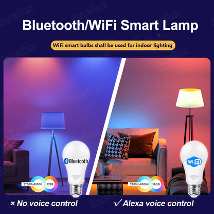 Lampa LED Tuya E27 Controlata prin Aplicatie Bluetooth/WiFi 15W RGB