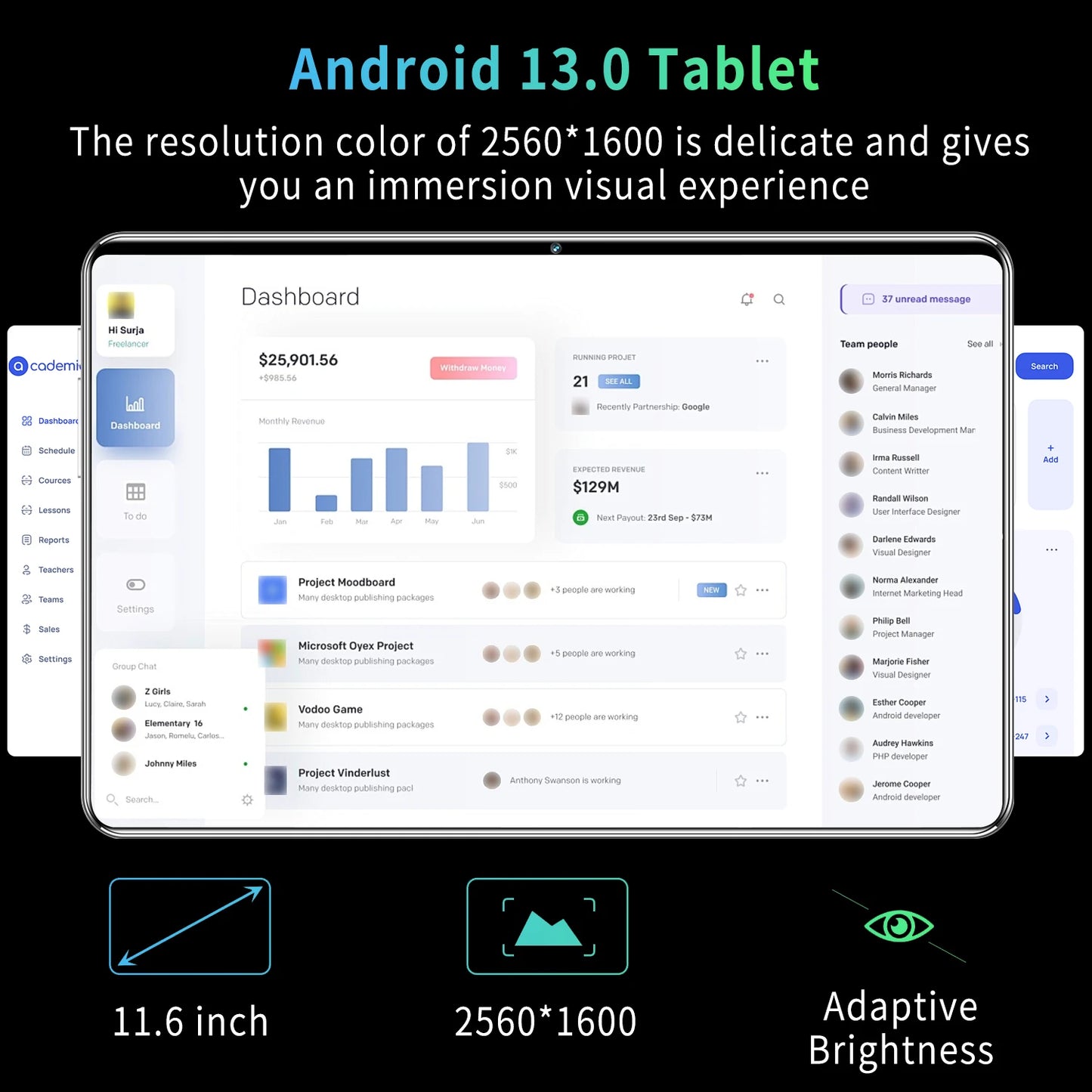 Tableta Android 11.6" 16GB RAM 1TB ROM 5G