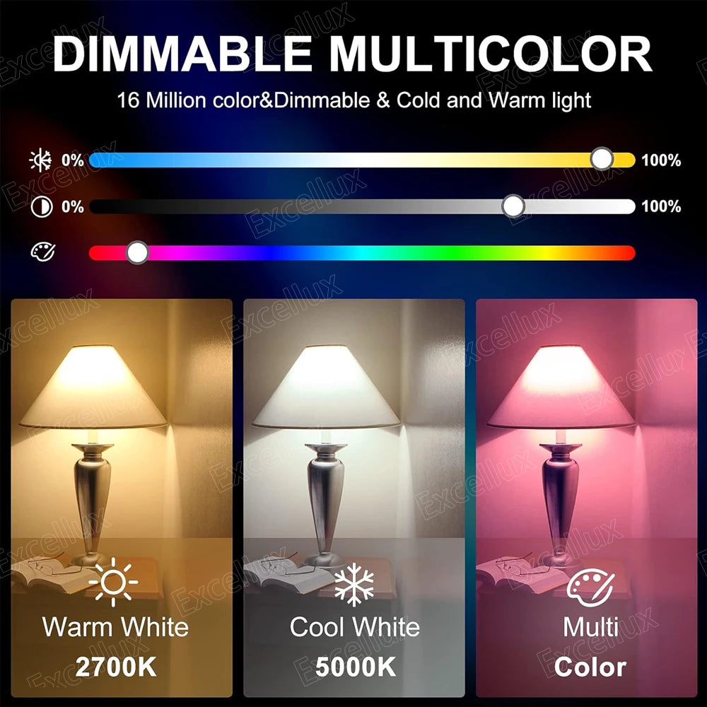 Lampa LED Tuya E27 Controlata prin Aplicatie Bluetooth/WiFi 15W RGB