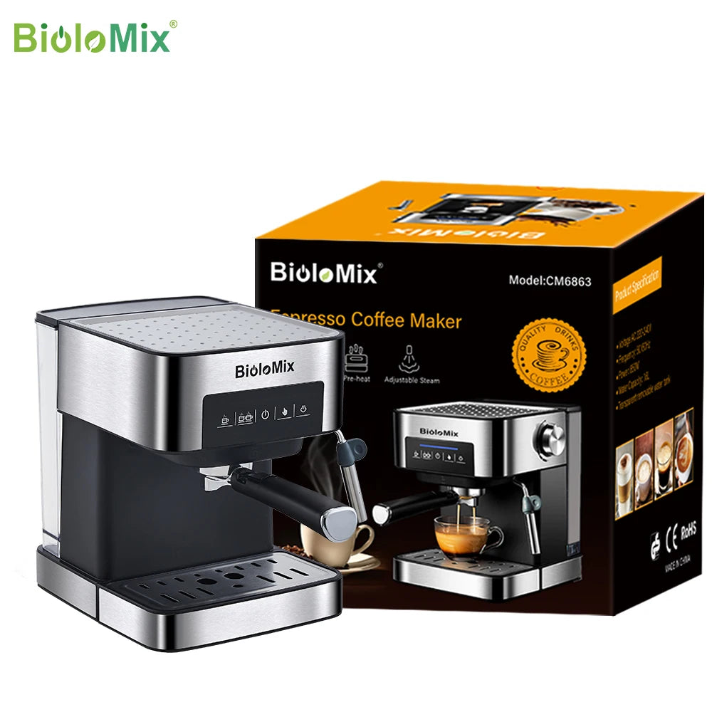 BioloMix Espresso Coffee Maker 20 Bar cu Spumator de Lapte