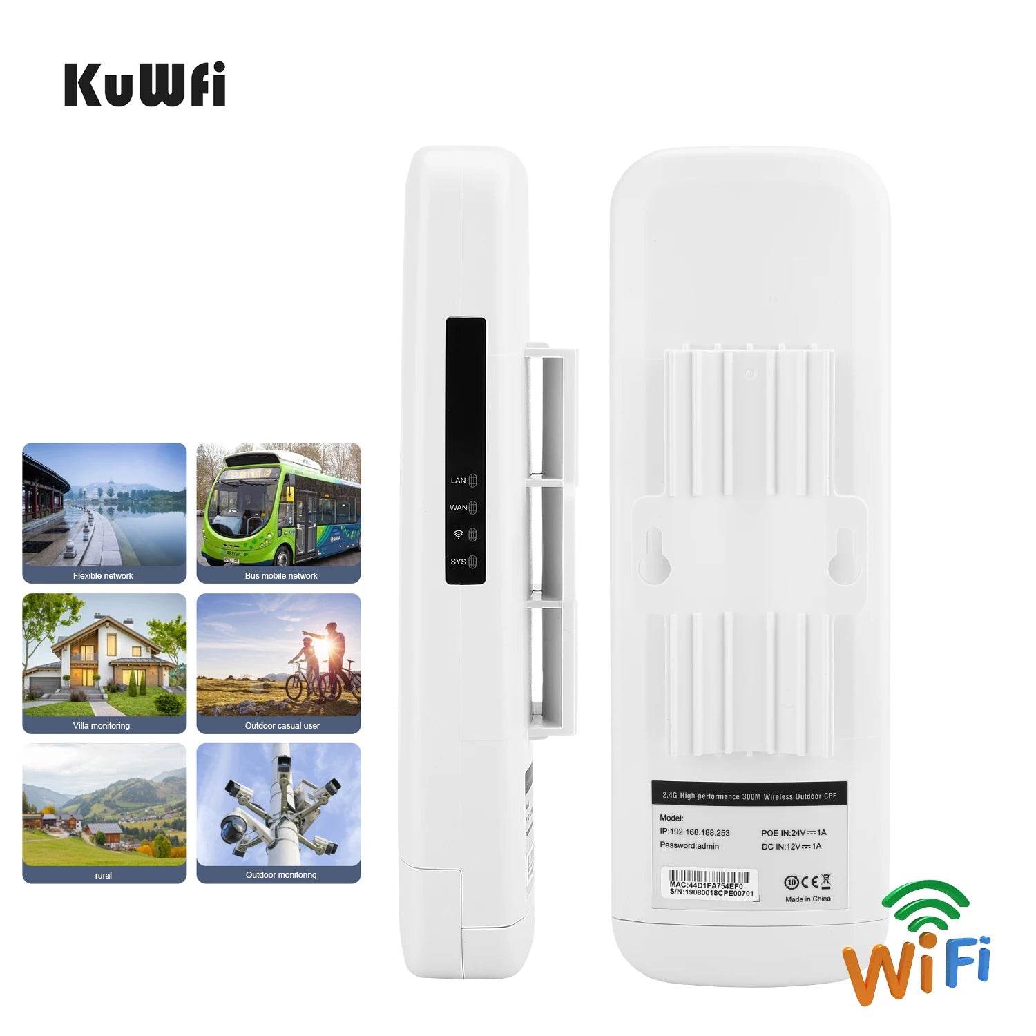 Repeater WiFi KuWFi 300Mbps 2.4G Outdoor - Venduqo
